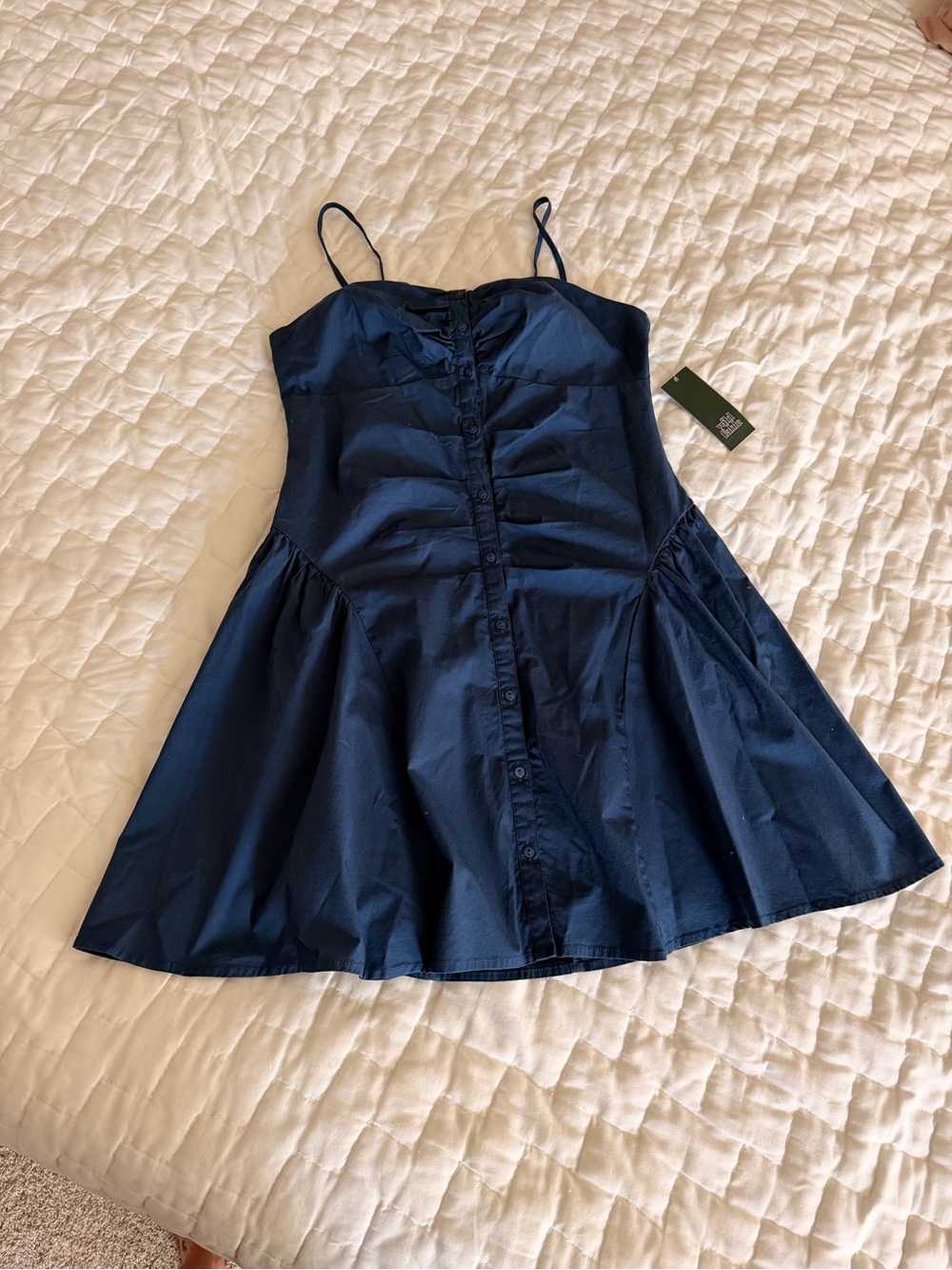 wild fable Navy Ruched Button-Front Mini Dress - Picture 4 of 6